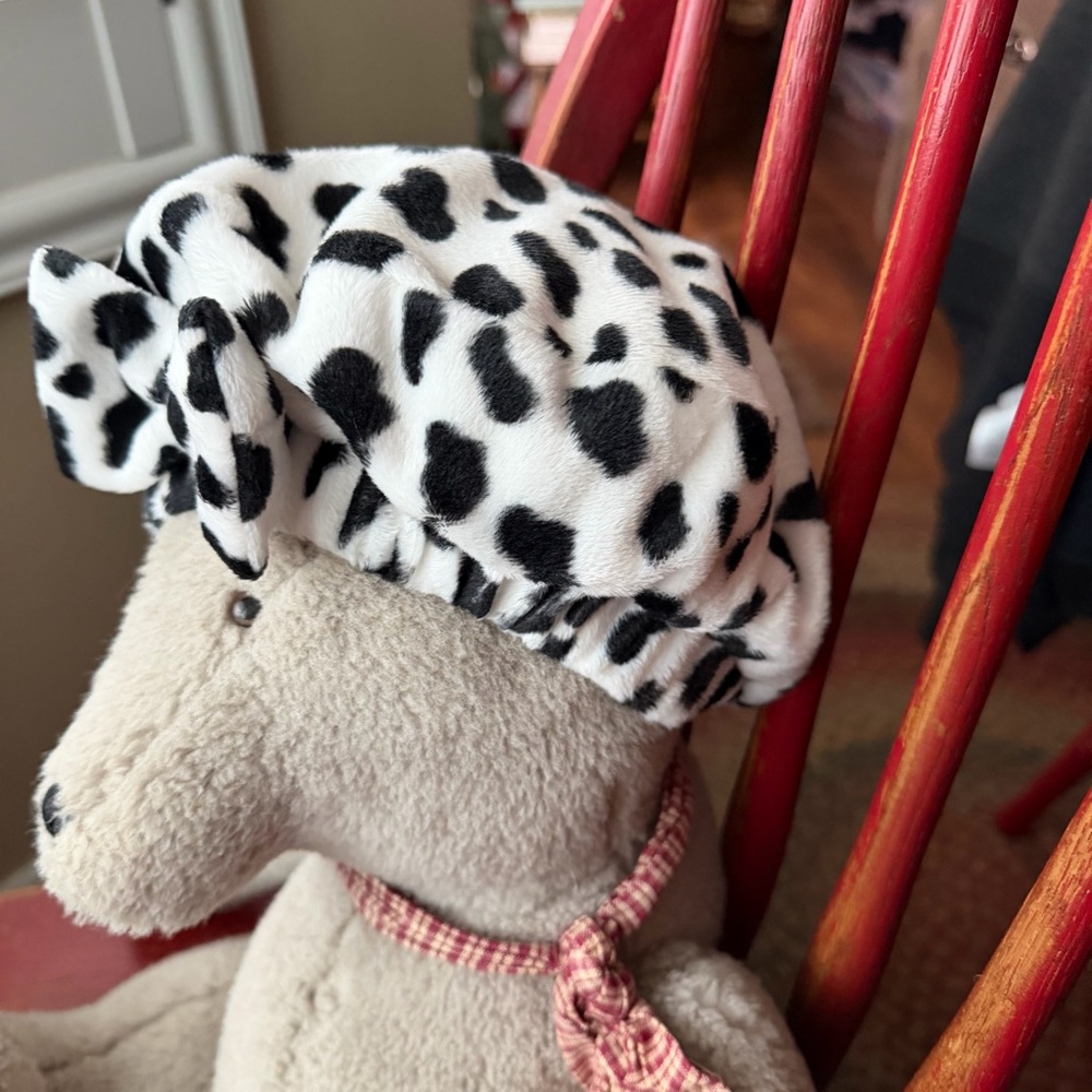 Vintage Y2K fleece leopard print outfit with matching beret hat - Picture 6 of 6
